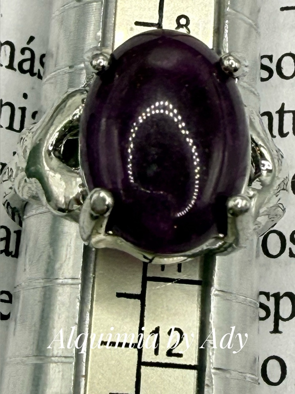 Purple Jade silver gem ring